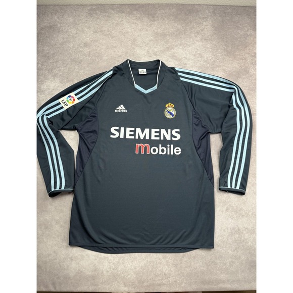 Vintage Real Madrid Jersey Mens XL Navy La Liga Soccer Adidas Beckham 23 2000s - Picture 1 of 16